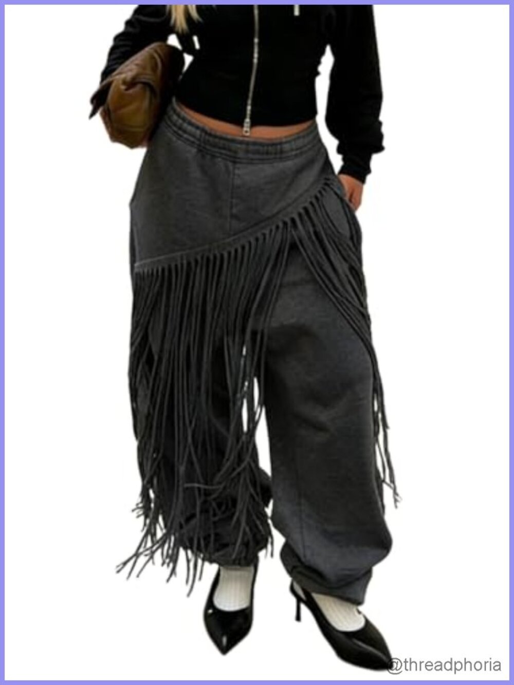 Wide Leg Sweatpants High Waisted Baggy Y2K Joggers with Pockets Fringe